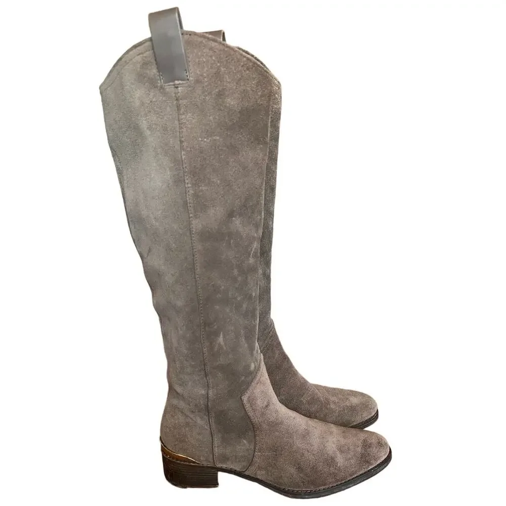 Womans Suede Knee High Boots Riding Boot LOUISE ET CIE GY Size 7.5 ‎ Grey/Brown